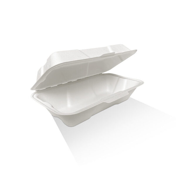 Sugarcane Clamshell  8.5″ x 5″ x 3″, 400pc/ctn