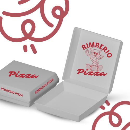 Pink Red Illustrated Pizza Box Mock Up Instagram Post (1)